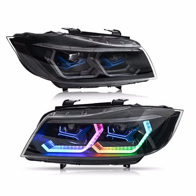 Phares LED BMW Série 3 E90 E91 2005-2012 - vue de dessus - Becquet Voiture