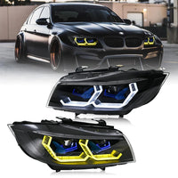 LED Headlights BMW 3 Series E90 E91 2005-2012 - front view - Becquet Voiture