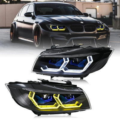 Phares LED BMW Série 3 E90 E91 2005-2012 - vue de face - Becquet Voiture
