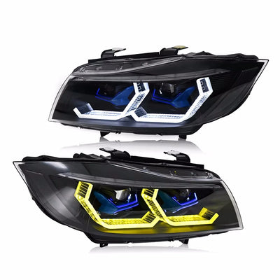 Phares LED BMW Série 3 E90 E91 2005-2012 - vue rapprochée - Becquet Voiture