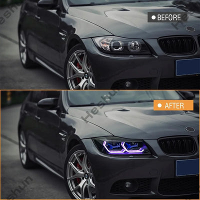 Phares LED BMW Série 3 E90 E91 DRL Clignotant Séquentiel - vue de profil - Becquet Voiture