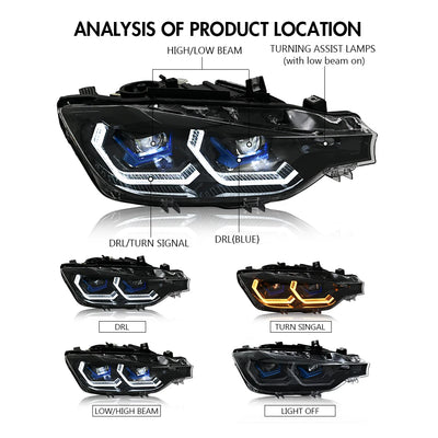 Phares LED BMW Série 3 F30 F31 2012-2018 - installé sur véhicule - Becquet Voiture
