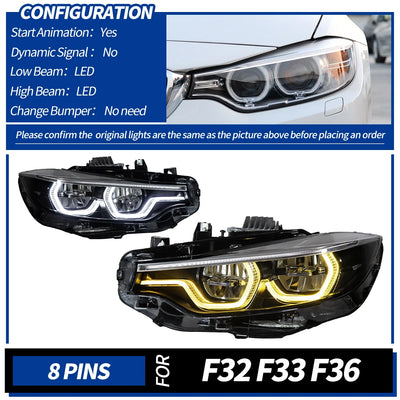 Phares LED BMW Série 4 F32 F33 F36 2012-2020 - vue de profil 2 - Becquet Voiture