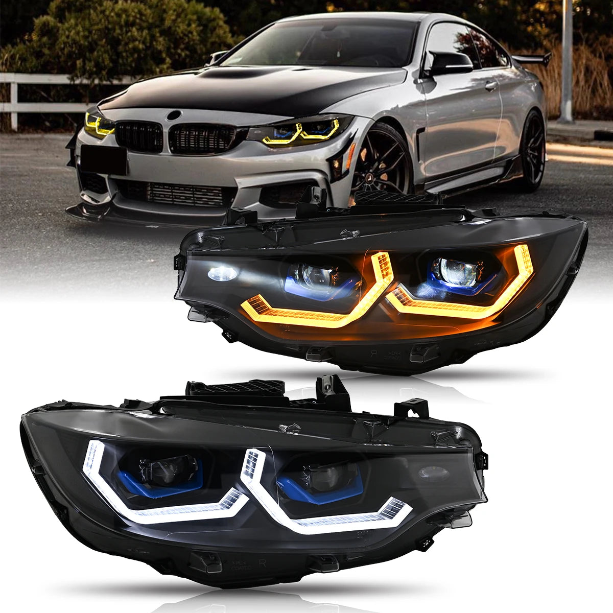 Phares LED BMW Serie 4 F32 F36 F80 2013-2020 - vue de face - Becquet Voiture