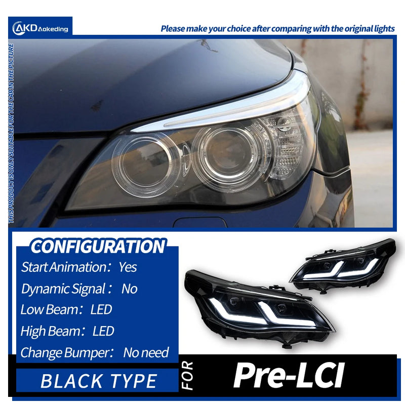 Phares LED BMW Série 5 E60 2003-2010 - en situation - Becquet Voiture