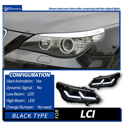 Phares LED BMW Série 5 E60 2003-2010 - vue de dessus - Becquet Voiture