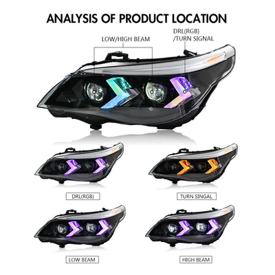 Phares LED BMW Série 5 E60 E61 2005-2010 - installé sur véhicule - Becquet Voiture