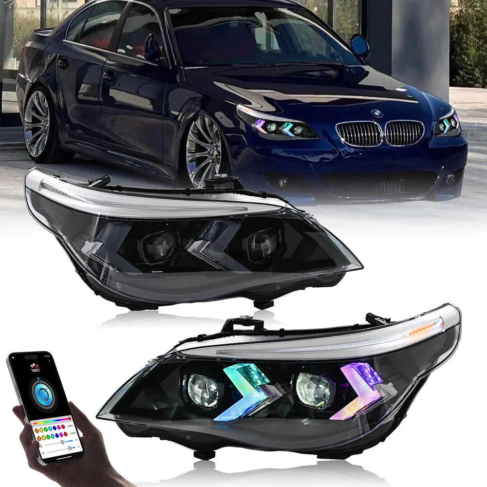 Phares LED BMW Série 5 E60 E61 2005-2010 - vue de face - Becquet Voiture