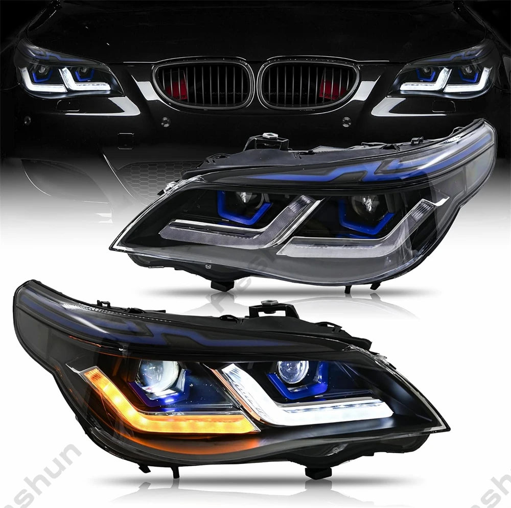 Phares LED BMW Série 5 E60 E61 M5 DRL 2003-2010 - vue de face - Becquet Voiture