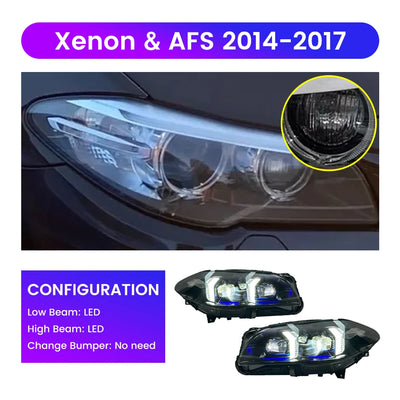 Phares LED BMW Série 5 F10 F18 2010-2017 (réf. 2) - vue rapprochée - Becquet Voiture