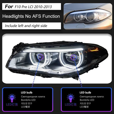 Phares LED BMW Série 5 F10 F18 2010-2017 (réf. 3) - en situation - Becquet Voiture