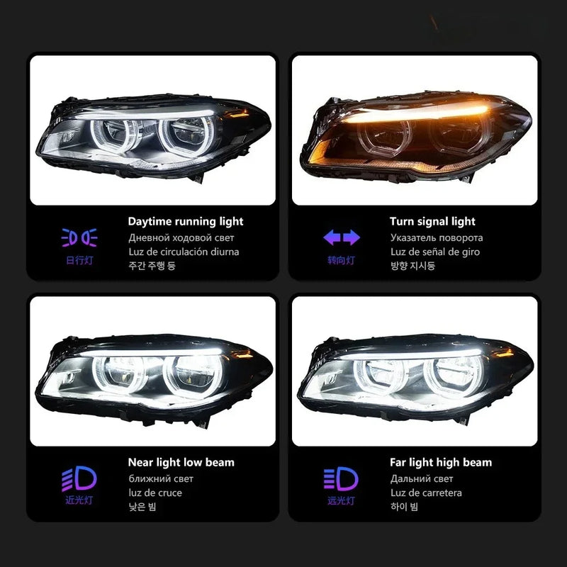 Phares LED BMW Série 5 F10 F18 2010-2017 (réf. 3) - vue arrière - Becquet Voiture