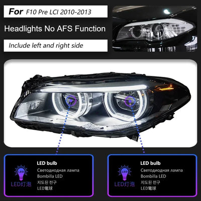 Phares LED BMW Série 5 F10 F18 2010-2017 (réf. 3) - vue rapprochée - Becquet Voiture