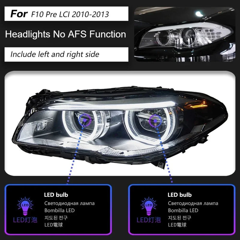 Phares LED BMW Série 5 F10 F18 2010-2017 (réf. 3) - vue rapprochée - Becquet Voiture