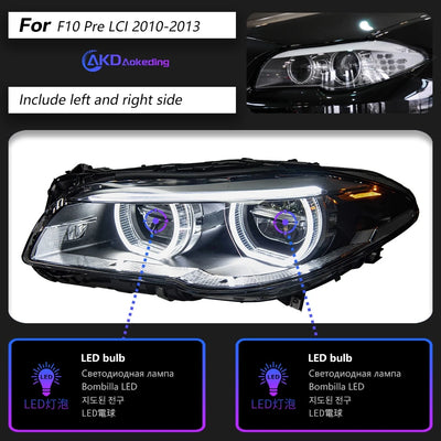 Phares LED BMW Série 5 F10 F18 2011-2017 - vue rapprochée - Becquet Voiture
