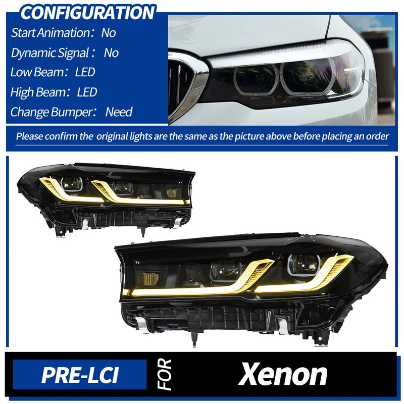 LED-Scheinwerfer BMW 5er G30 2018–2023 - Montagedetail - Becquet Voiture