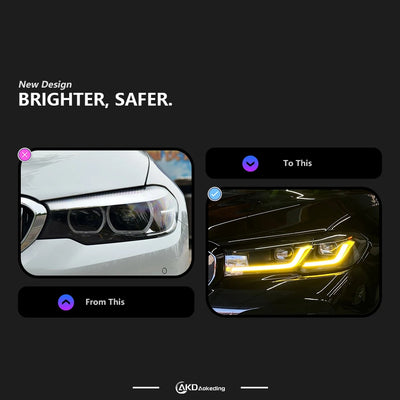 Phares LED BMW Série 5 G30 2018-2023 - vue de profil - Becquet Voiture
