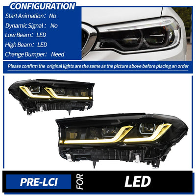 Phares LED BMW Série 5 G30 2018-2023 - vue rapprochée - Becquet Voiture