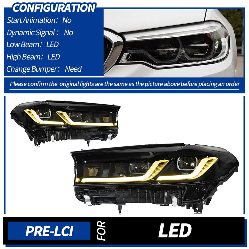 LED-Scheinwerfer BMW 5er G30 2018–2023 - Nahansicht - Becquet Voiture