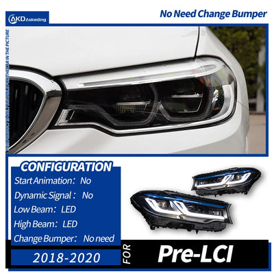 Phares LED BMW Série 5 G30 525i 530i 2018-2020 - vue rapprochée - Becquet Voiture