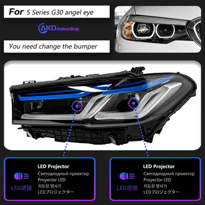 Phares LED BMW Série 5 G30 G31 2017-2022 - vue de face 2 - Becquet Voiture