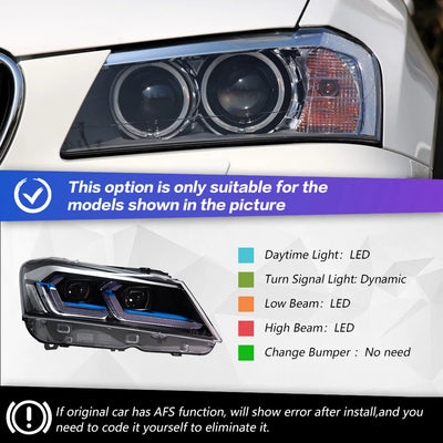 Phares LED BMW X3 F25 2010-2013 - vue rapprochée - Becquet Voiture