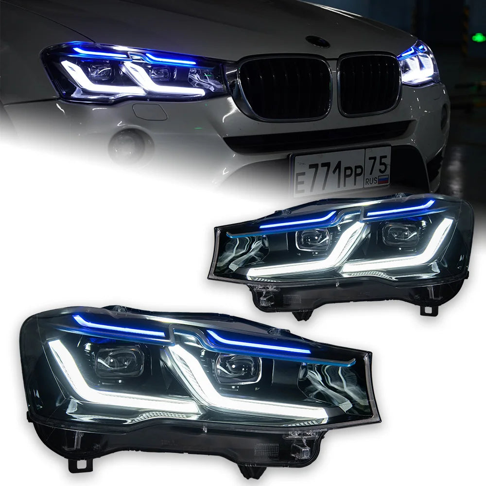 Phares LED BMW X3 F25 X4 F26 2014-2017 - vue de face - Becquet Voiture