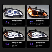 BMW X5 E70 2007-2013 LED Headlights Hella SG H7 Lens - three-quarter view - Becquet Voiture