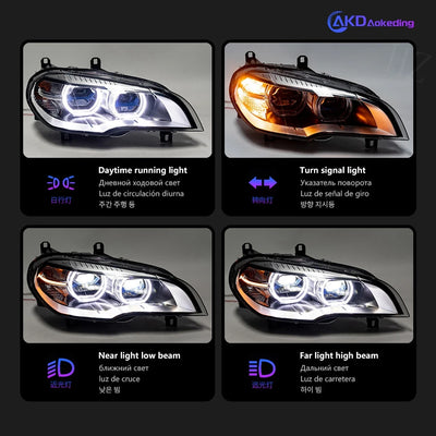 Phares LED BMW X5 E70 2007-2013 (réf. 2) - vue de trois-quarts - Becquet Voiture