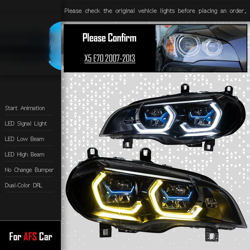 Phares LED BMW X5 E70 2007-2013 - vue rapprochée - Becquet Voiture