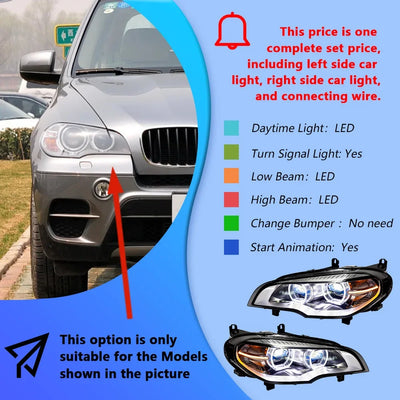 Phares LED BMW X5 E70 30i 35i 40i 2007-2013 Projecteur - détail du montage - Becquet Voiture