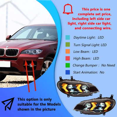Phares LED BMW X6 E71 2008-2013 Lentille Projecteur M Performance - packshot studio - Becquet Voiture