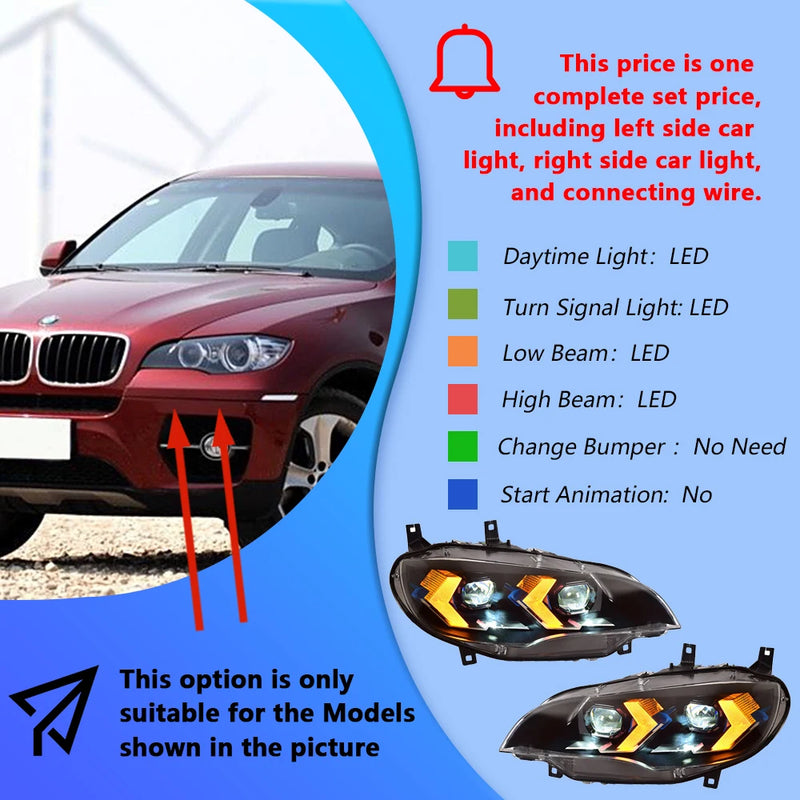 Phares LED BMW X6 E71 2008-2013 Lentille Projecteur M Performance - packshot studio - Becquet Voiture