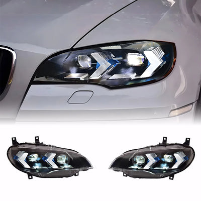 Phares LED BMW X6 E71 2008-2013 Lentille Projecteur M Performance - vue de trois-quarts - Becquet Voiture