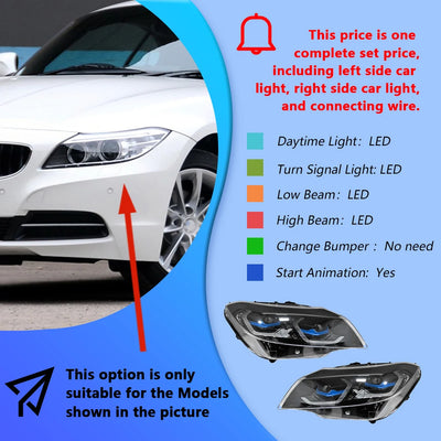 Phares LED BMW Z4 2009-2015 - vue de profil - Becquet Voiture