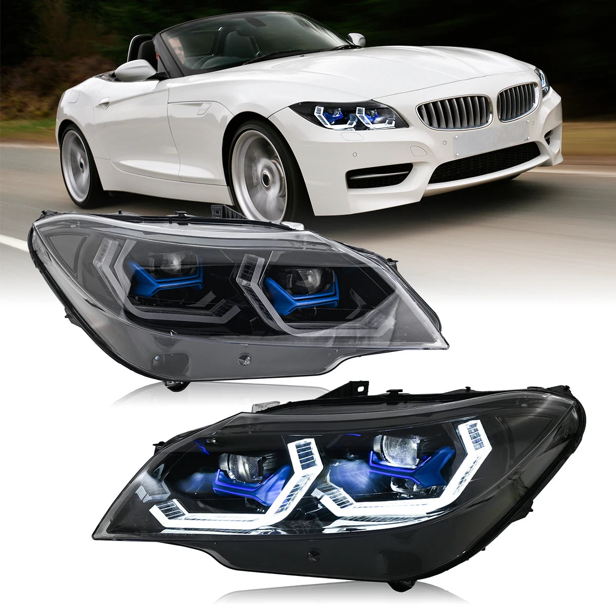 Phares LED BMW Z4 E89 2009-2016 Animation Démarrage Séquentiel - vue de face - Becquet Voiture