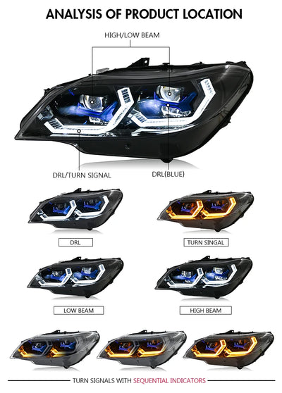 Phares LED BMW Z4 E89 2009-2016 Animation Démarrage Séquentiel - vue de trois-quarts - Becquet Voiture