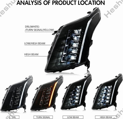 Phares LED Cadillac SRX 2010-2016 - vue de trois-quarts - Becquet Voiture