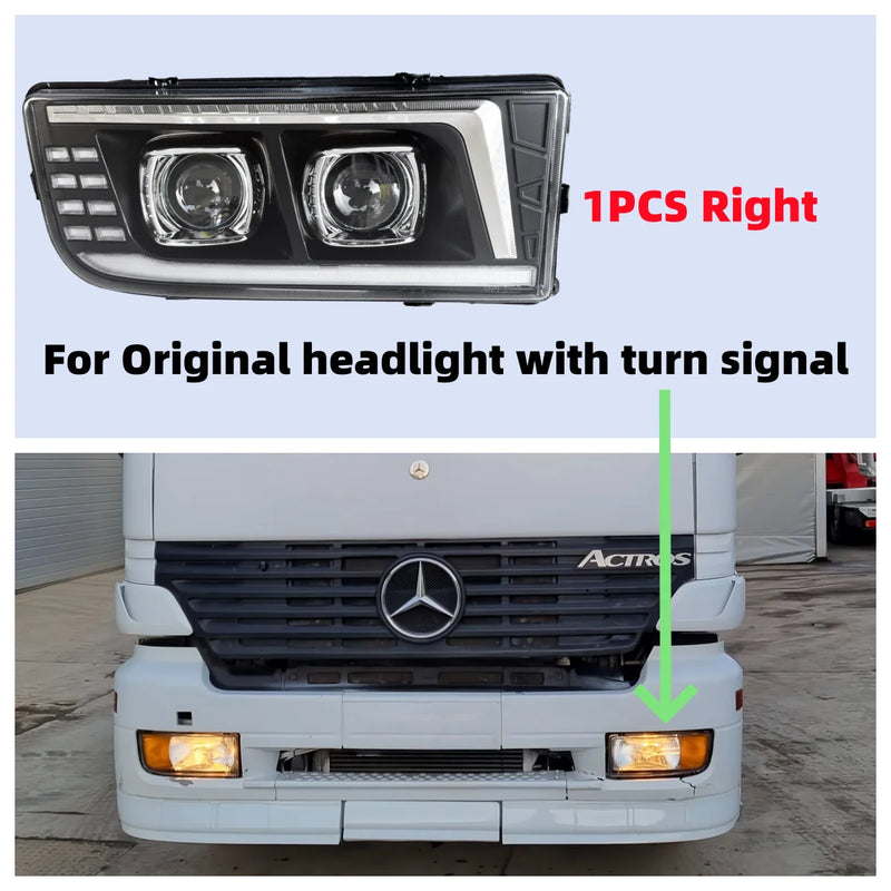 24V LED Headlights for Mercedes Actros and Axor Trucks - fitting detail - Becquet Voiture