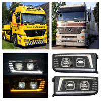 24V LED Headlights for Mercedes Actros and Axor Trucks - front view - Becquet Voiture