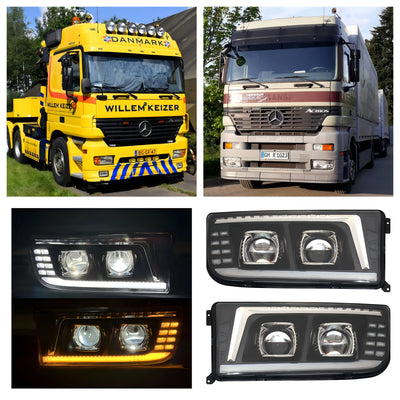 Phares LED Camion Mercedes Actros Axor 24V - vue de face - Becquet Voiture