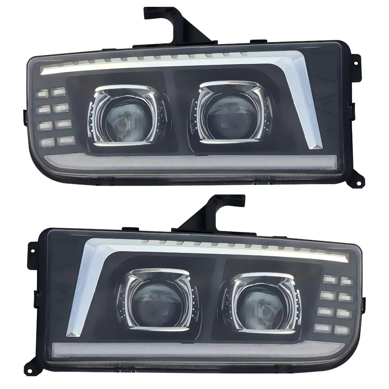 24V LED Headlights for Mercedes Actros and Axor Trucks - three-quarter view - Becquet Voiture
