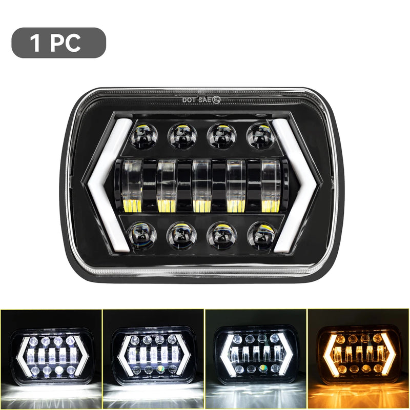 Phares LED Carrés 5x7 7x6 Jeep Wrangler YJ Cherokee XJ - détail du montage - Becquet Voiture