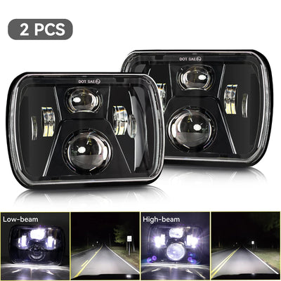 Phares LED Carrés 5x7 7x6 Jeep Wrangler YJ Cherokee XJ - en situation - Becquet Voiture