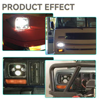 Phares LED Carrés 5x7 7x6 Jeep Wrangler YJ Cherokee XJ - installé sur véhicule - Becquet Voiture