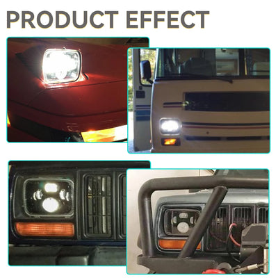 Phares LED Carrés 5x7 7x6 Jeep Wrangler YJ Cherokee XJ - installé sur véhicule - Becquet Voiture