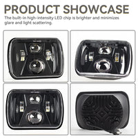 Phares LED Carrés 5x7 7x6 Jeep Wrangler YJ Cherokee XJ - packshot studio - Becquet Voiture