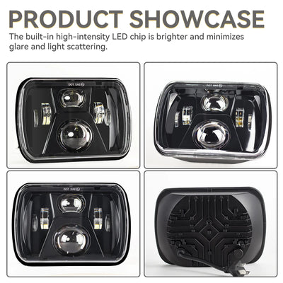 Phares LED Carrés 5x7 7x6 Jeep Wrangler YJ Cherokee XJ - packshot studio - Becquet Voiture