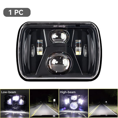 Phares LED Carrés 5x7 7x6 Jeep Wrangler YJ Cherokee XJ - vue de dessus - Becquet Voiture