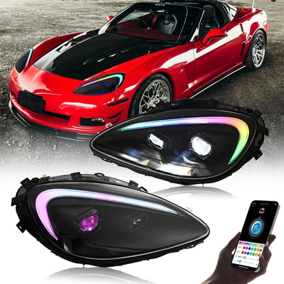 Phares LED Chevrolet Corvette C6 2005-2013 Signal Séquentiel - packshot studio - Becquet Voiture